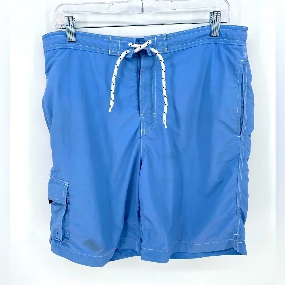 Lands End Baby Blue Cargo Swim Trunks Size Medium 32/34